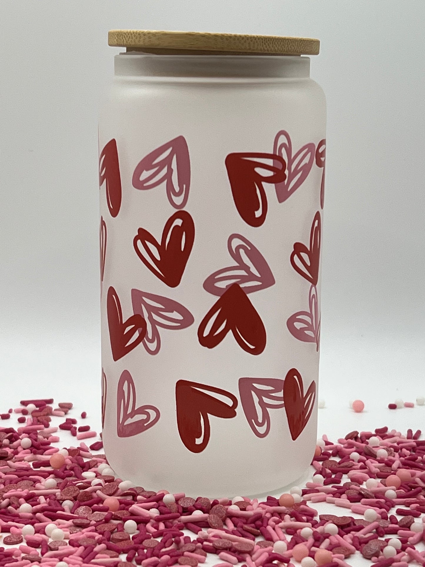 Valentine's Day Glass Can